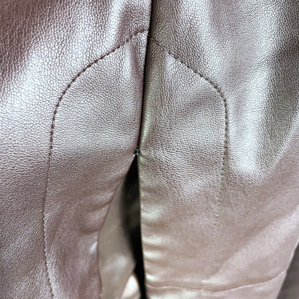 Osman Yousefzada Faux Leather Trench Coat Long Belted Brown‎ Vegan Sz 10 - Picture 13 of 16